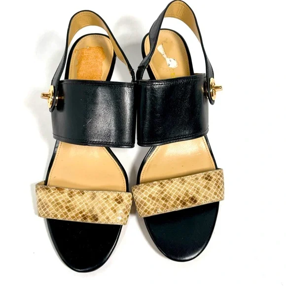 Coach Strappy Heal Size 7 Snake Skin and Black - Picture 2 of 6